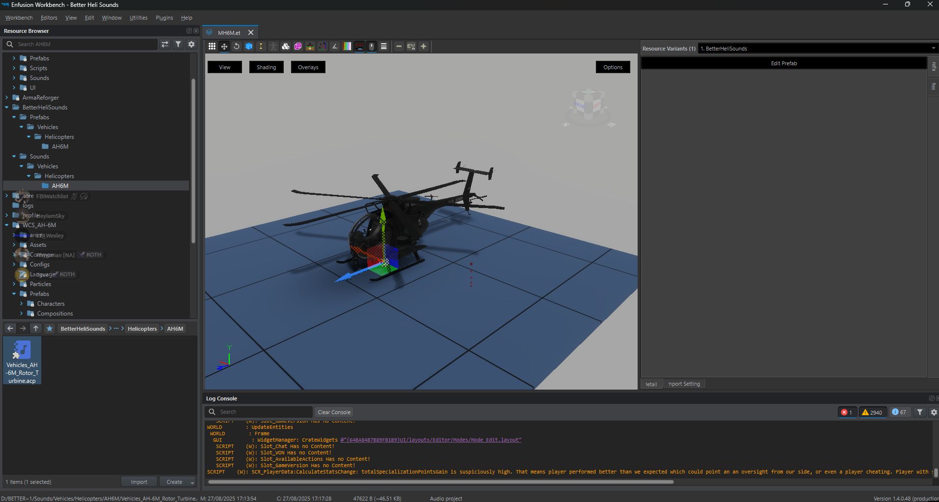 AH-6M Quieter Sound Effect