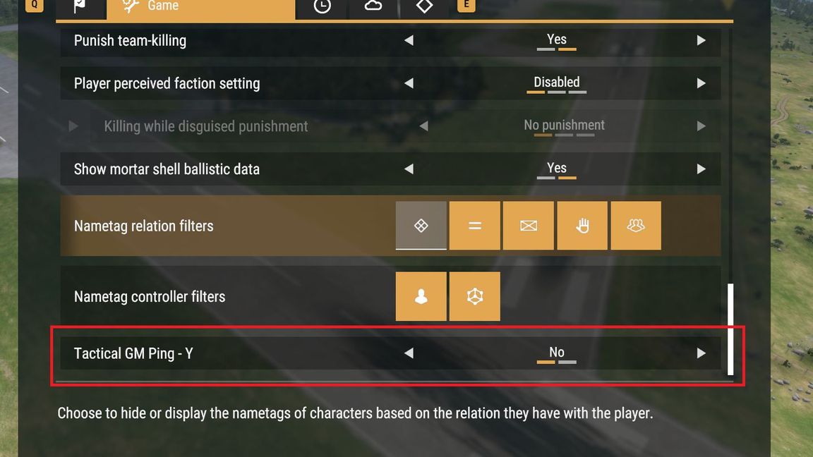 Gamemaster Extra Settings