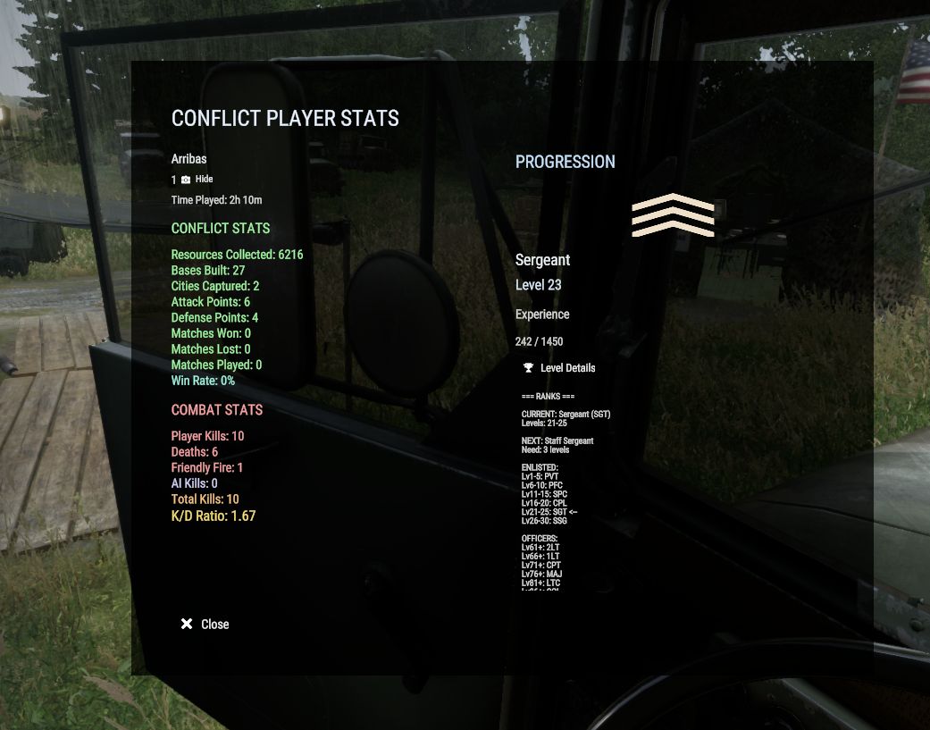 Conflict Player Stats Menu