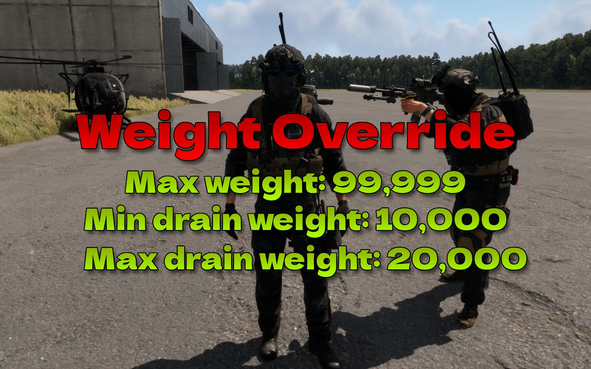Weight Override preview